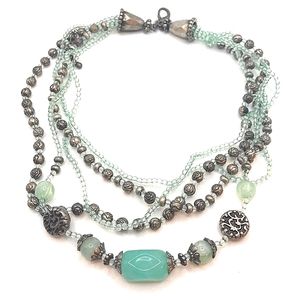 COOLWATERS Retired Premier Designs Layered Collar Boho Necklace Genuine Stone